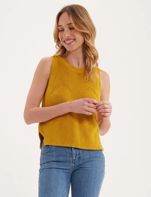 Store Ines de la Fressange Paris Agatha mustard sleeveless sweater