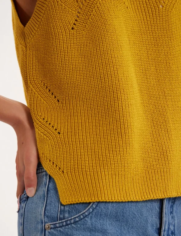 Store Ines de la Fressange Paris Agatha mustard sleeveless sweater