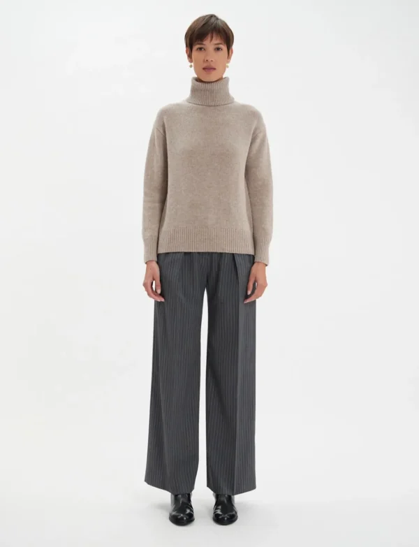 Online Ines de la Fressange Paris Aiden turtleneck sweater in beige wool and cashmere