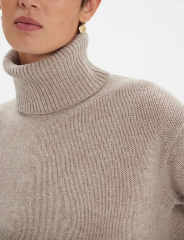 Online Ines de la Fressange Paris Aiden turtleneck sweater in beige wool and cashmere