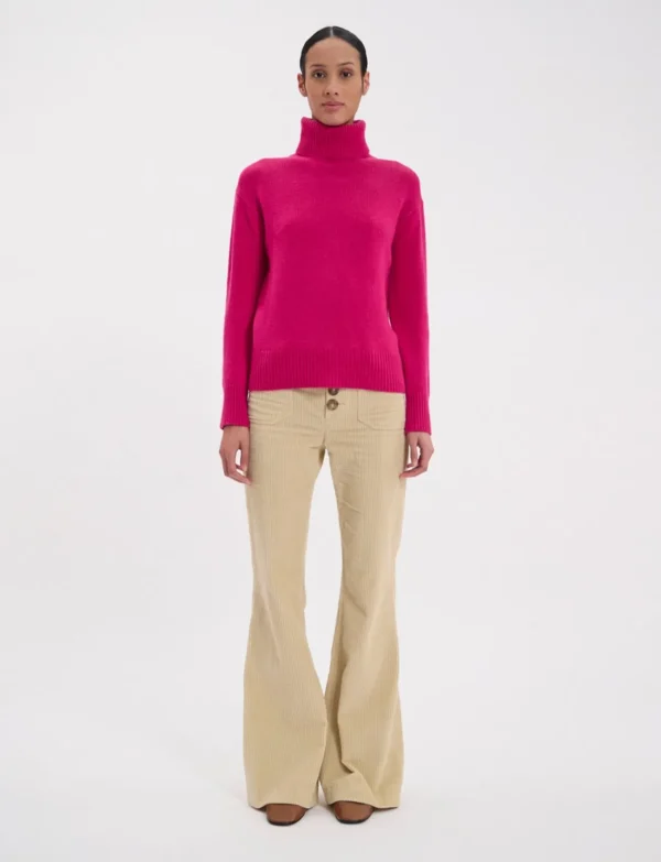 Best Ines de la Fressange Paris Aiden turtleneck sweater in fuchsia wool and cashmere