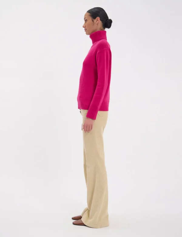 Best Ines de la Fressange Paris Aiden turtleneck sweater in fuchsia wool and cashmere