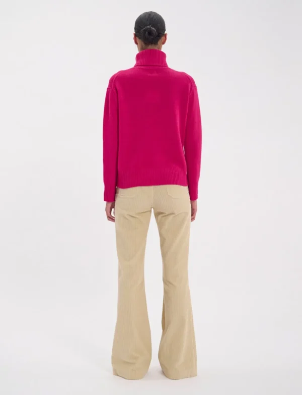 Best Ines de la Fressange Paris Aiden turtleneck sweater in fuchsia wool and cashmere