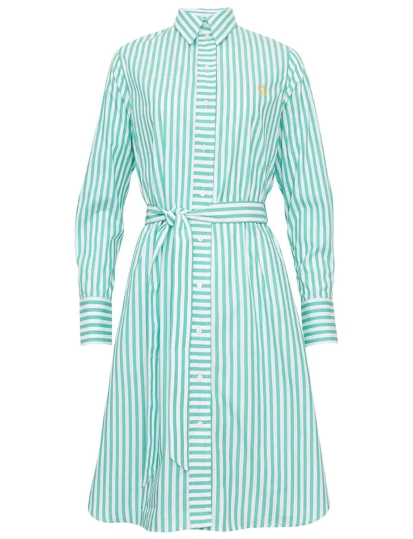 New Ines de la Fressange Paris Amour white and turquoise shirt-dress