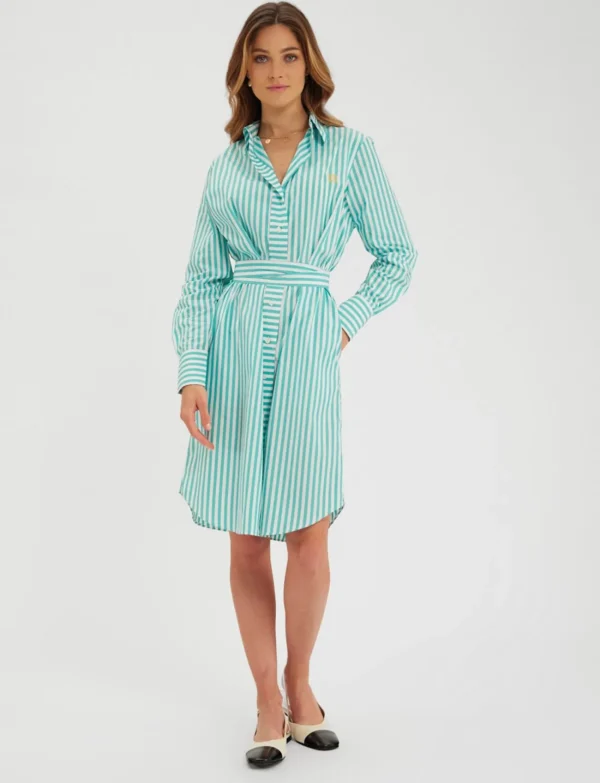 New Ines de la Fressange Paris Amour white and turquoise shirt-dress