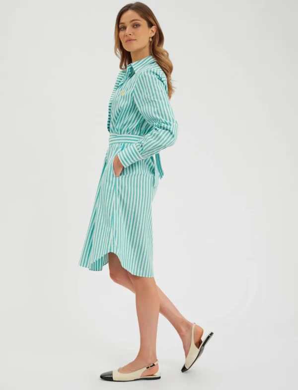 New Ines de la Fressange Paris Amour white and turquoise shirt-dress