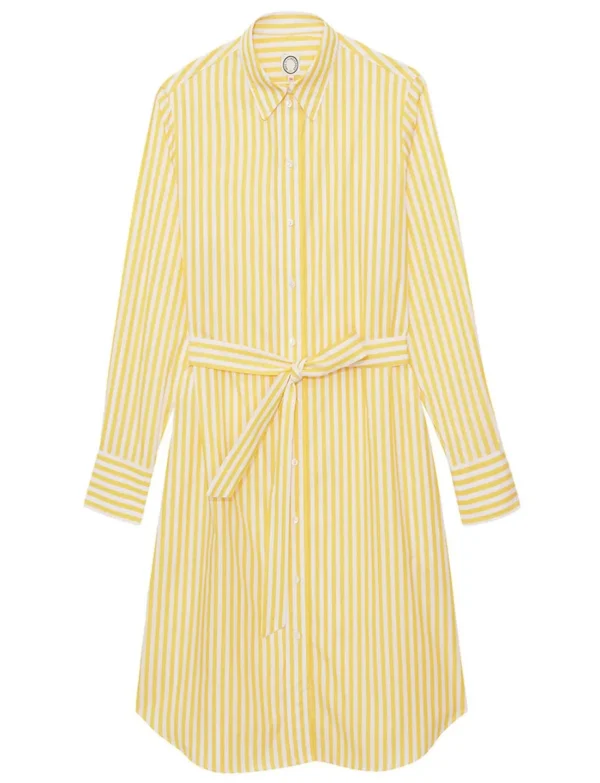 Outlet Ines de la Fressange Paris Amour yellow and white striped shirt dress