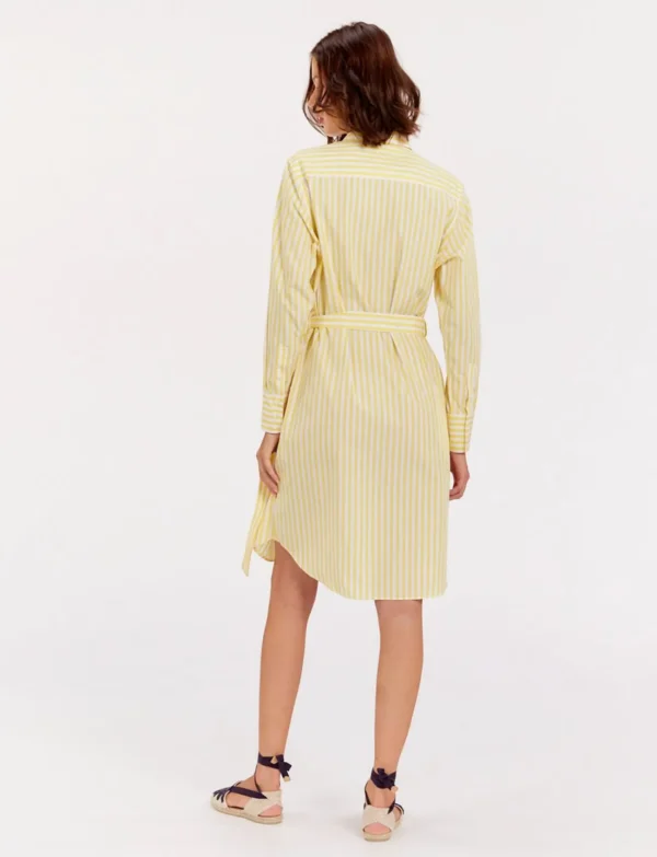 Outlet Ines de la Fressange Paris Amour yellow and white striped shirt dress