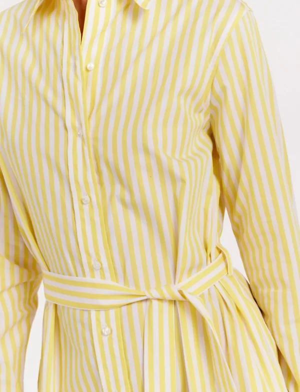 Outlet Ines de la Fressange Paris Amour yellow and white striped shirt dress