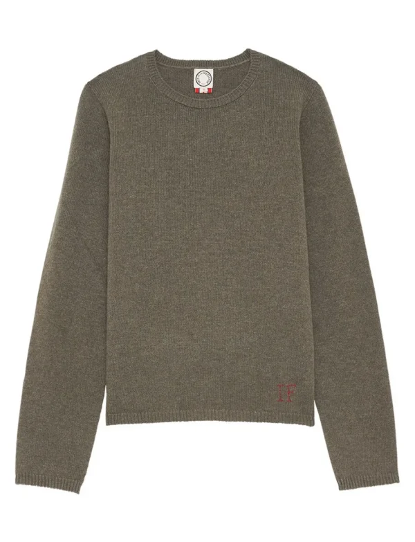 Flash Sale Ines de la Fressange Paris Angelina khaki wool and cashmere sweater