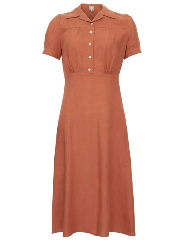 Cheap Ines de la Fressange Paris Angèle dress in caramel linen