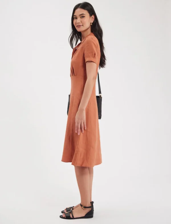 Cheap Ines de la Fressange Paris Angèle dress in caramel linen