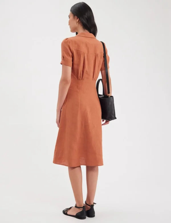 Cheap Ines de la Fressange Paris Angèle dress in caramel linen