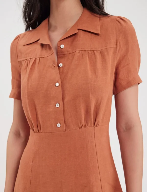 Cheap Ines de la Fressange Paris Angèle dress in caramel linen