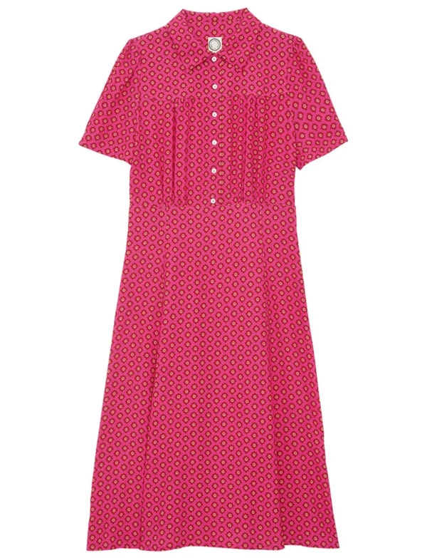 Best Ines de la Fressange Paris Angèle dress pink print fabric