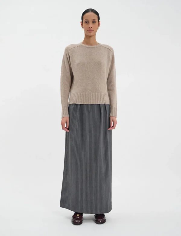 Outlet Ines de la Fressange Paris Arthur sweater in beige wool and cashmere