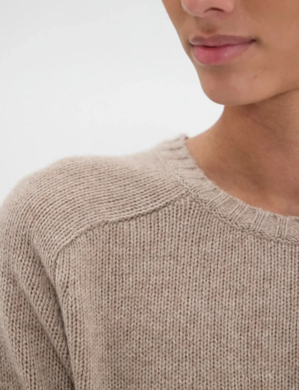 Outlet Ines de la Fressange Paris Arthur sweater in beige wool and cashmere