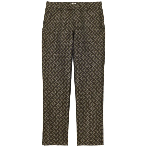 Clearance Ines de la Fressange Paris Audrey black and gold jacquard weave pants