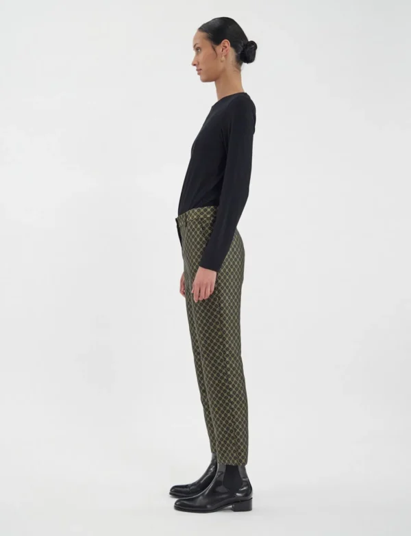 Clearance Ines de la Fressange Paris Audrey black and gold jacquard weave pants