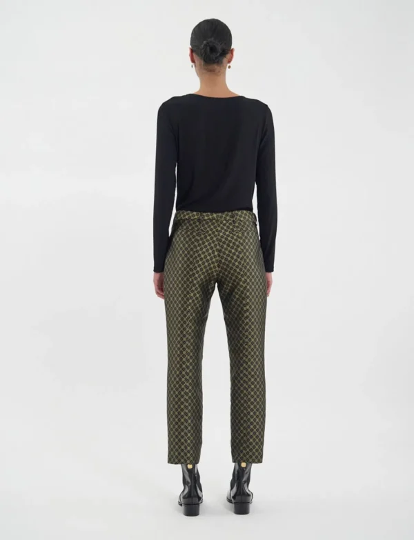 Clearance Ines de la Fressange Paris Audrey black and gold jacquard weave pants