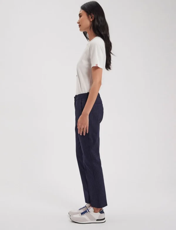 Best Sale Ines de la Fressange Paris Audrey Navy pants with fine stripes