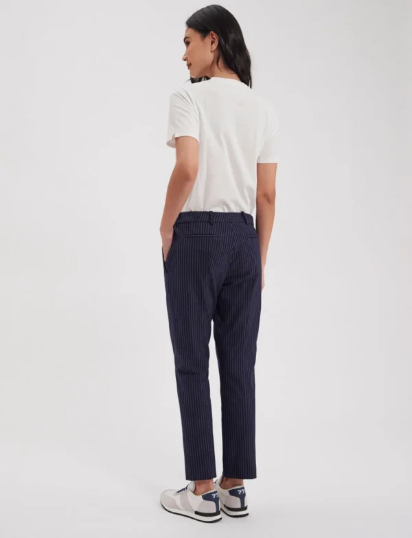 Best Sale Ines de la Fressange Paris Audrey Navy pants with fine stripes