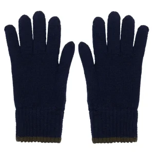 Discount Ines de la Fressange Paris Bahia gloves in navy knit, khaki mesh