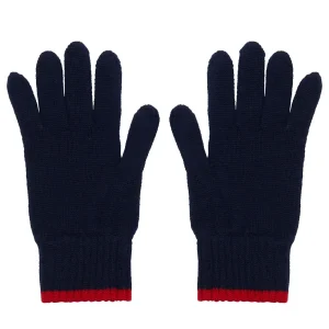 Flash Sale Ines de la Fressange Paris Bahia gloves in navy knit, red mesh