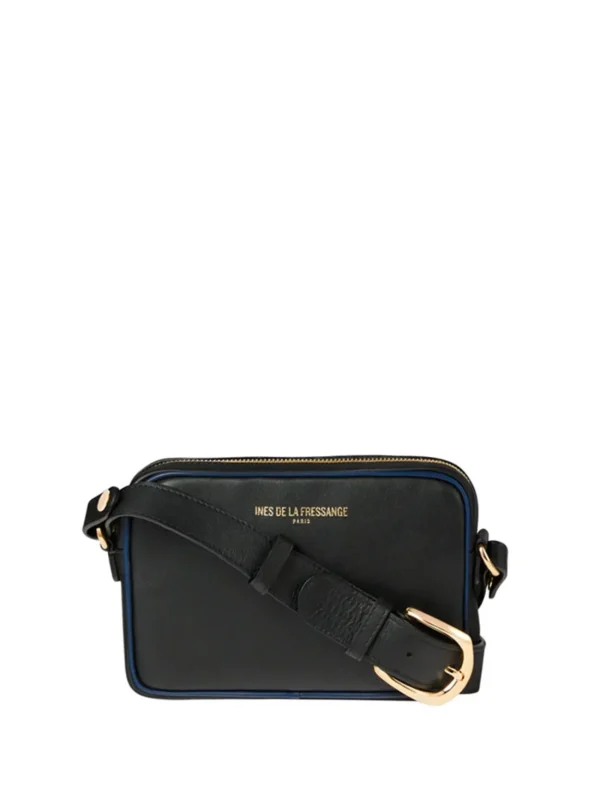 Best Ines de la Fressange Paris Banana Marcia leather black navy blue border