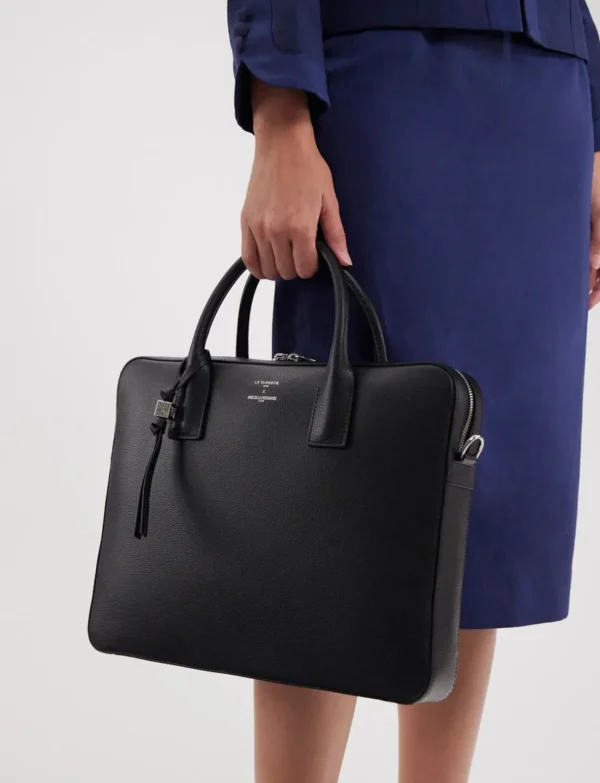 Clearance Ines de la Fressange Paris Black briefcase Ines x Le Tanneur