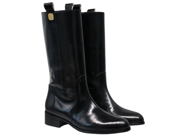 Best Ines de la Fressange Paris Black Lana boots in smooth leather