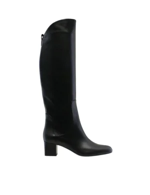 Best Ines de la Fressange Paris Black leather heeled boots