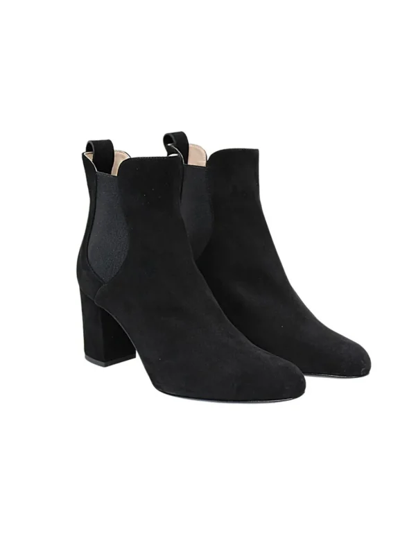 New Ines de la Fressange Paris Black suede heeled boots