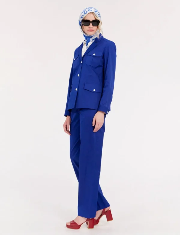 Best Ines de la Fressange Paris Blue Flipper Jacket