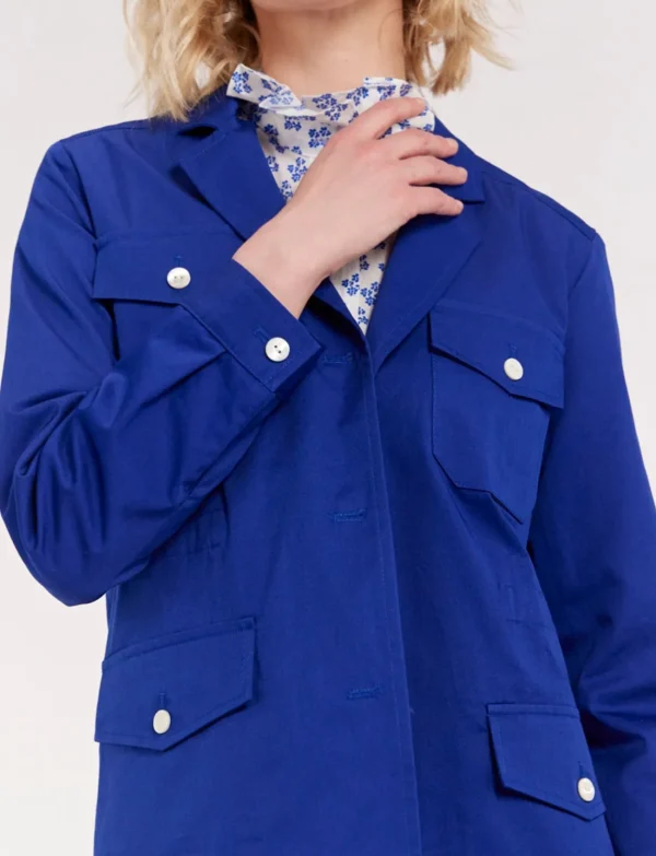 Best Ines de la Fressange Paris Blue Flipper Jacket