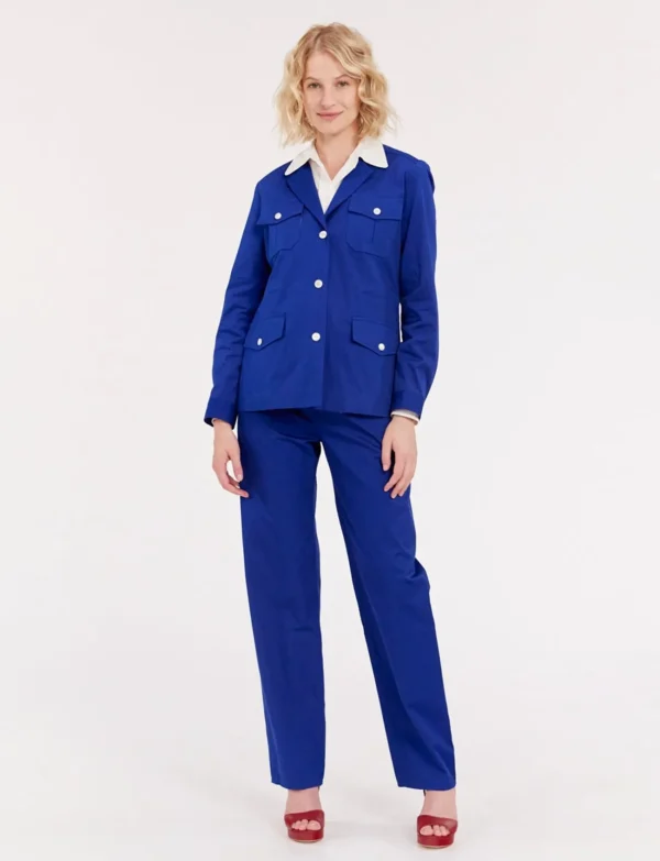 Best Ines de la Fressange Paris Blue Flipper Jacket