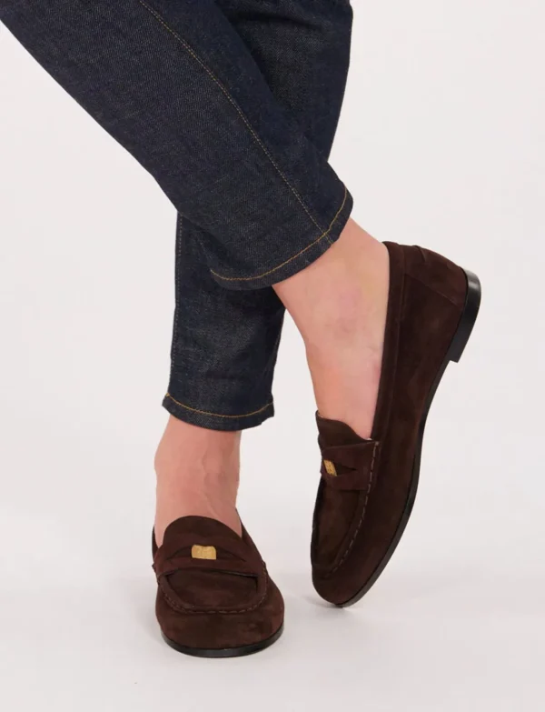 Online Ines de la Fressange Paris Brown suede loafer