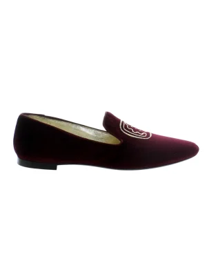 Online Ines de la Fressange Paris Burgundy embroidered velvet slippers