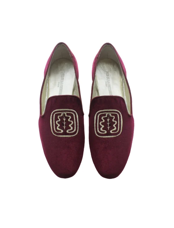 Online Ines de la Fressange Paris Burgundy embroidered velvet slippers