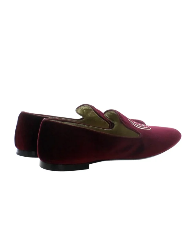 Online Ines de la Fressange Paris Burgundy embroidered velvet slippers