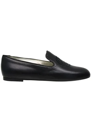 Shop Ines de la Fressange Paris Callie embroidered loafer in black leather