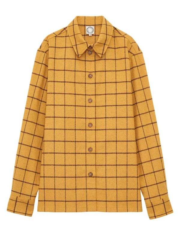 Outlet Ines de la Fressange Paris Cassia ochre plaid shirt