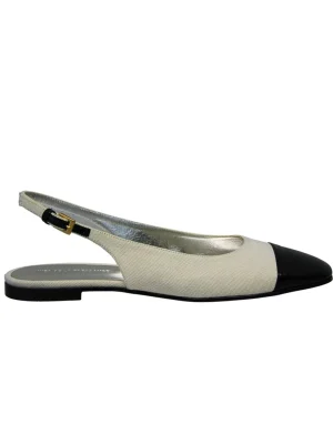 Online Ines de la Fressange Paris Celia cream and black slingback ballerina