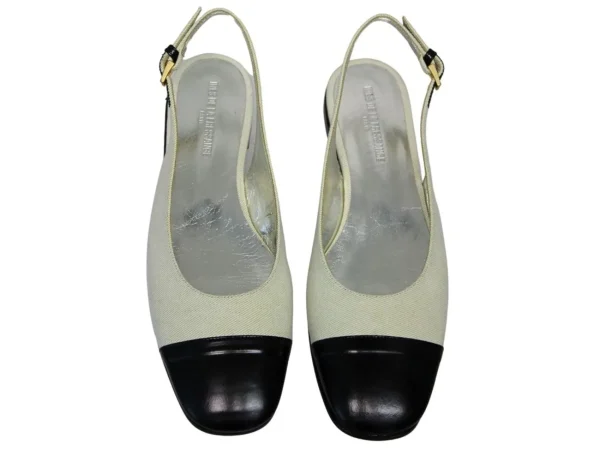 Online Ines de la Fressange Paris Celia cream and black slingback ballerina