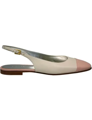 Discount Ines de la Fressange Paris Celia cream and nude slingback ballerina