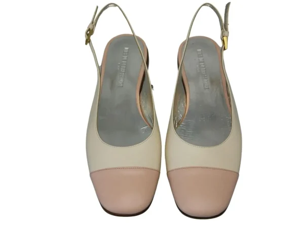 Discount Ines de la Fressange Paris Celia cream and nude slingback ballerina