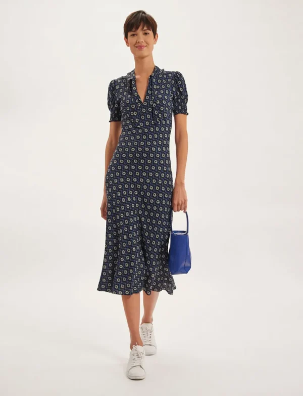 Discount Ines de la Fressange Paris Cerise blue print dress