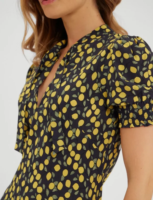 Flash Sale Ines de la Fressange Paris Cerise Lemon-Navy print dress