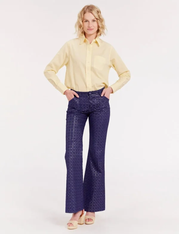 Outlet Ines de la Fressange Paris Charlotte navy blue print pants