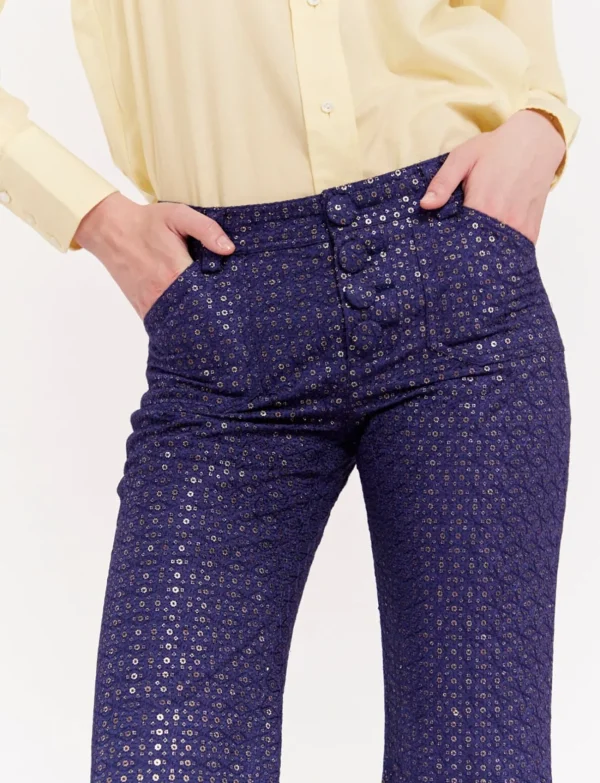 Outlet Ines de la Fressange Paris Charlotte navy blue print pants